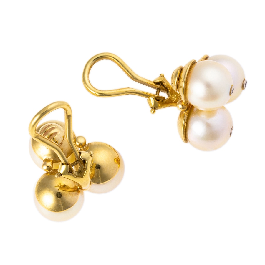 Image 744684_ALTMORE1.jpg, Product 744-684 / Price $1,688.00, Estate Originals 18K Yellow Gold Cultured Pearl and Diamond Cluster Earrings, for Non-Pierced Ears from Estate Originals on TSC.ca's Jewellery department