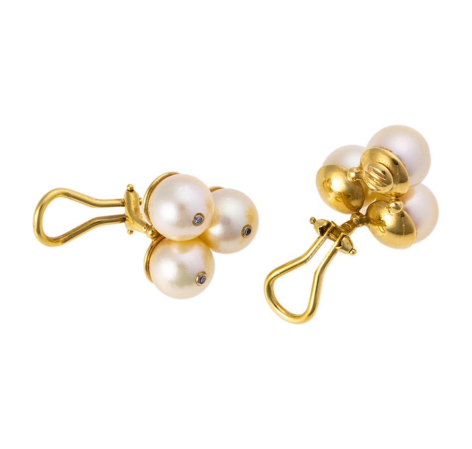 Image 744684_ALTMORE3.jpg, Product 744-684 / Price $1,895.00, Estate Originals 18K Yellow Gold Cultured Pearl and Diamond Cluster Earrings, for Non-Pierced Ears from Estate Originals on TSC.ca's Jewellery department