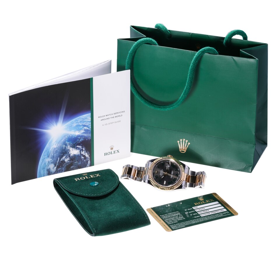 Image 744685_ALTMORE4.jpg, Product 744-685 / Price $14,995.00, Estate Originals Stainless Steel and 18K Yellow Gold Rolex Perpetual Datejust II Wimbledon Swiss-Made Wristwatch from Estate Originals on TSC.ca's Jewellery department