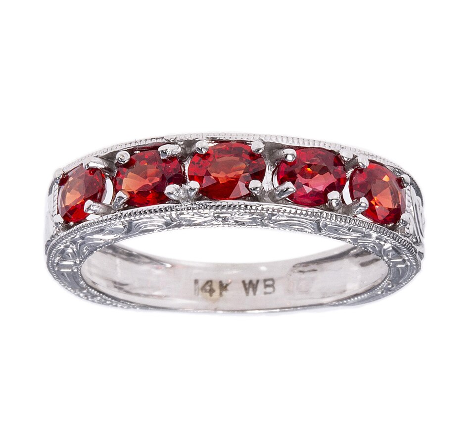 Image 744688.jpg, Product 744-688 / Price $695.00, Estate Originals 14K White Gold 5-Stone Across Band-Style Garnet Ring from Estate Originals on TSC.ca's Jewellery department