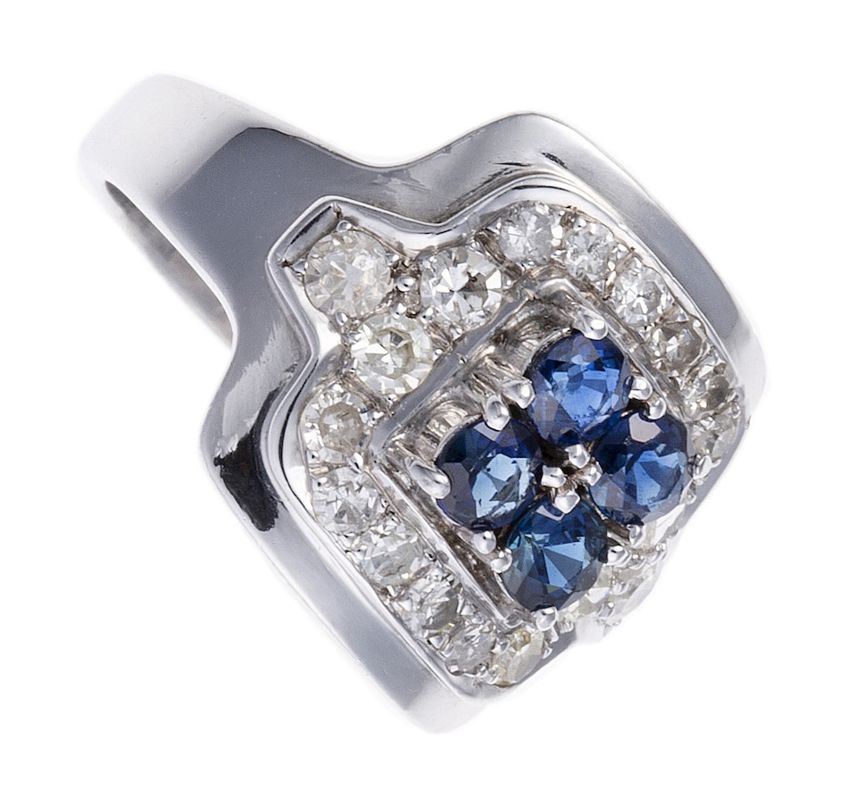 Image 744691_ALTMORE1.jpg, Product 744-691 / Price $2,495.00, Estate Originals 14K White Gold Square Diamond Ring with a Blue Sapphire Centre from Estate Originals on TSC.ca's Jewellery department