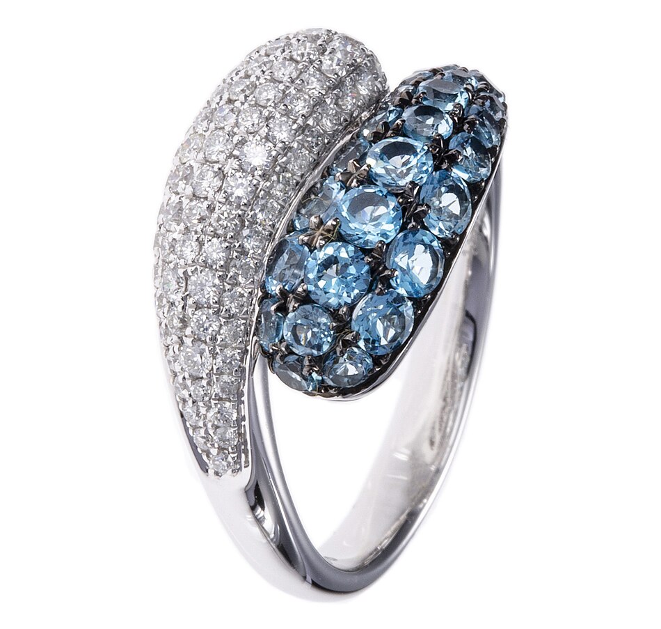 Image 744693_ALTMORE1.jpg, Product 744-693 / Price $2,495.00, Estate Originals 18K White Gold Blue Topaz and Diamond Bypass Design Ring from Estate Originals on TSC.ca's Jewellery department