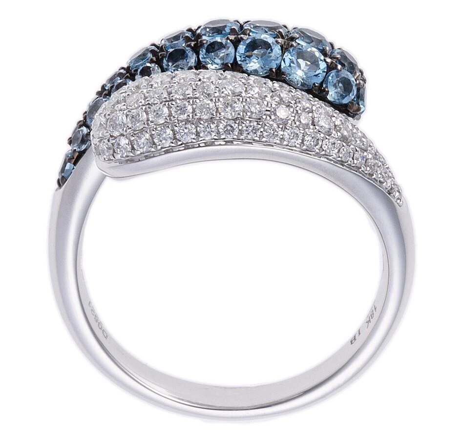 Image 744693_ALTMORE2.jpg, Product 744-693 / Price $2,495.00, Estate Originals 18K White Gold Blue Topaz and Diamond Bypass Design Ring from Estate Originals on TSC.ca's Jewellery department