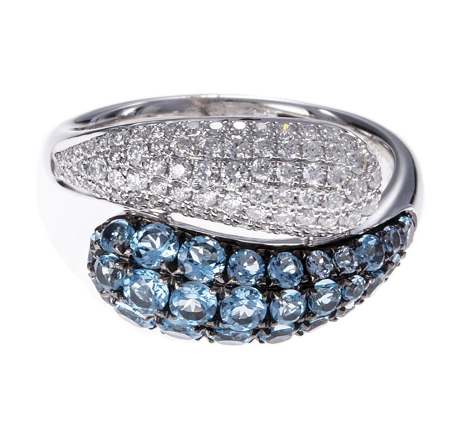 Image 744693_ALTMORE3.jpg, Product 744-693 / Price $2,495.00, Estate Originals 18K White Gold Blue Topaz and Diamond Bypass Design Ring from Estate Originals on TSC.ca's Jewellery department