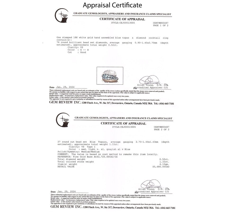 Image 744693_ALTMORE4.jpg, Product 744-693 / Price $2,495.00, Estate Originals 18K White Gold Blue Topaz and Diamond Bypass Design Ring from Estate Originals on TSC.ca's Jewellery department