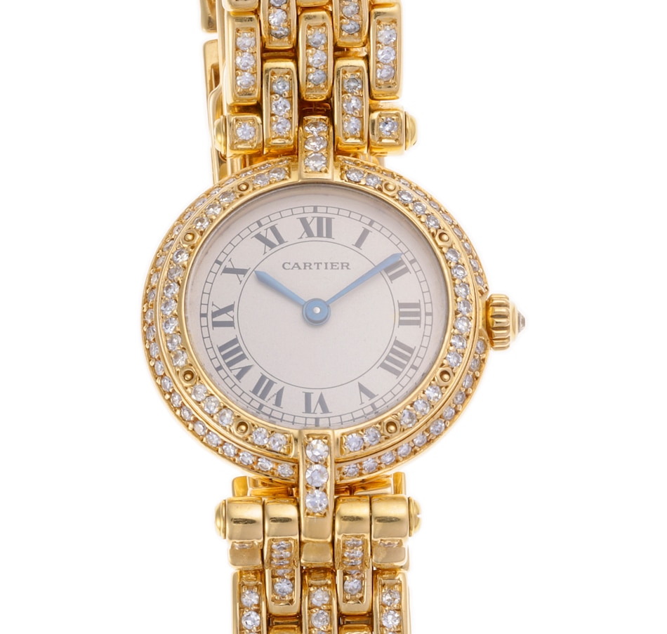 Image 744708.jpg, Product 744-708 / Price $11,995.00, Estate Originals 18K Yellow Gold Cartier Panthere Swiss Made Watch with Diamond-Set Bezel and Bracelet, 2.8 av. ctw from Estate Originals on TSC.ca's Jewellery department