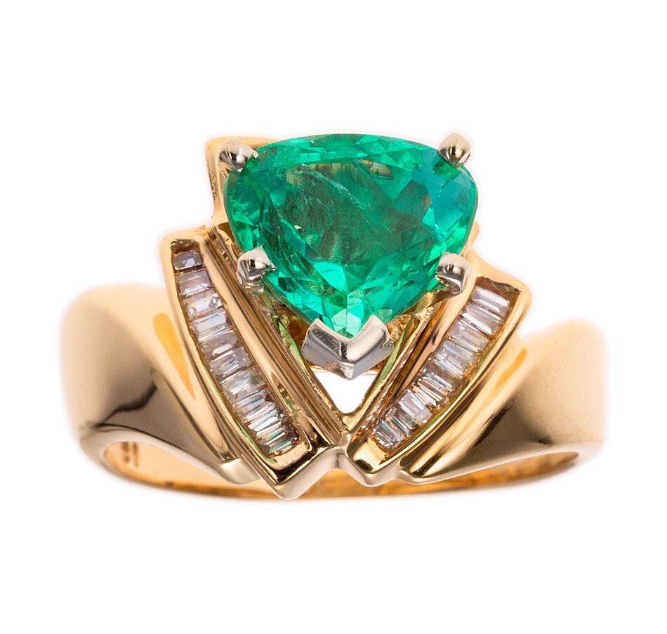 Image 744717.jpg, Product 744-717 / Price $3,295.00, Estate Originals 14K Yellow and White Gold 2.11 Carat Triangular Cut Emerald and Diamond Ring from Estate Originals on TSC.ca's Jewellery department