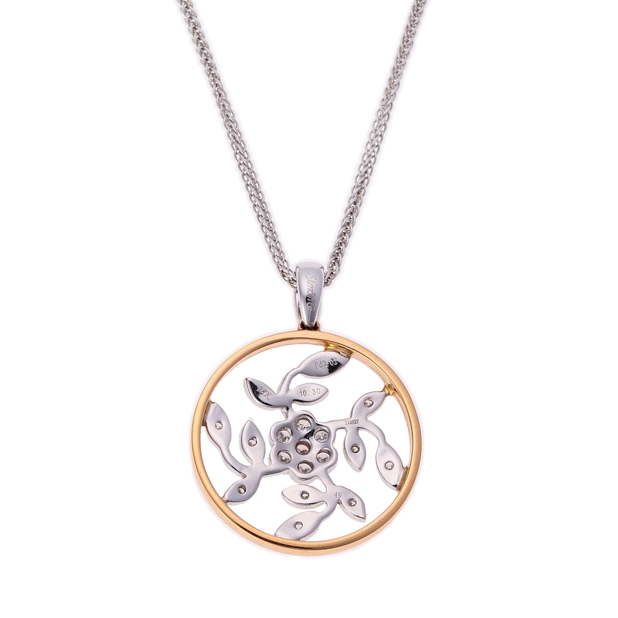 Image 744742_ALTMORE1.jpg, Product 744-742 / Price $2,995.00, Estate Originals 18K White and Rose Gold Circle Pendant with Diamond-Set Floral Adornment from Estate Originals on TSC.ca's Jewellery department