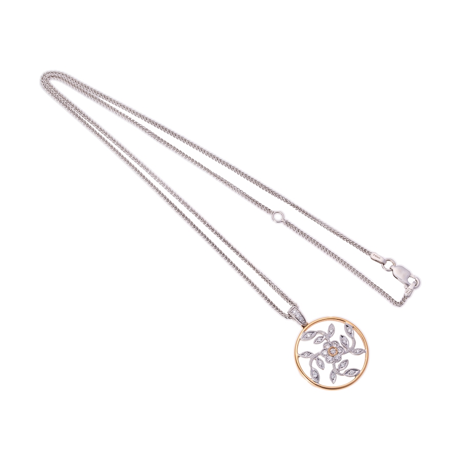 Image 744742_ALTMORE3.jpg, Product 744-742 / Price $2,995.00, Estate Originals 18K White and Rose Gold Circle Pendant with Diamond-Set Floral Adornment from Estate Originals on TSC.ca's Jewellery department