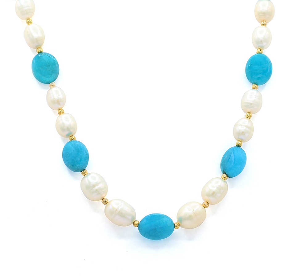 Image 744760_AQU.jpg, Product 744-760 / Price $249.99, Gems en Vogue Palladium Silver Pearl and Opaque Gemstone Bead Necklace from Gems En Vogue on TSC.ca's Jewellery department