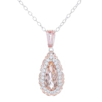 Gems en Vogue Palladium Silver Morganite Colour Topaz and White Zircon Pendant
