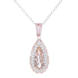 Gems en Vogue Palladium Silver Morganite Colour Topaz and White Zircon Pendant