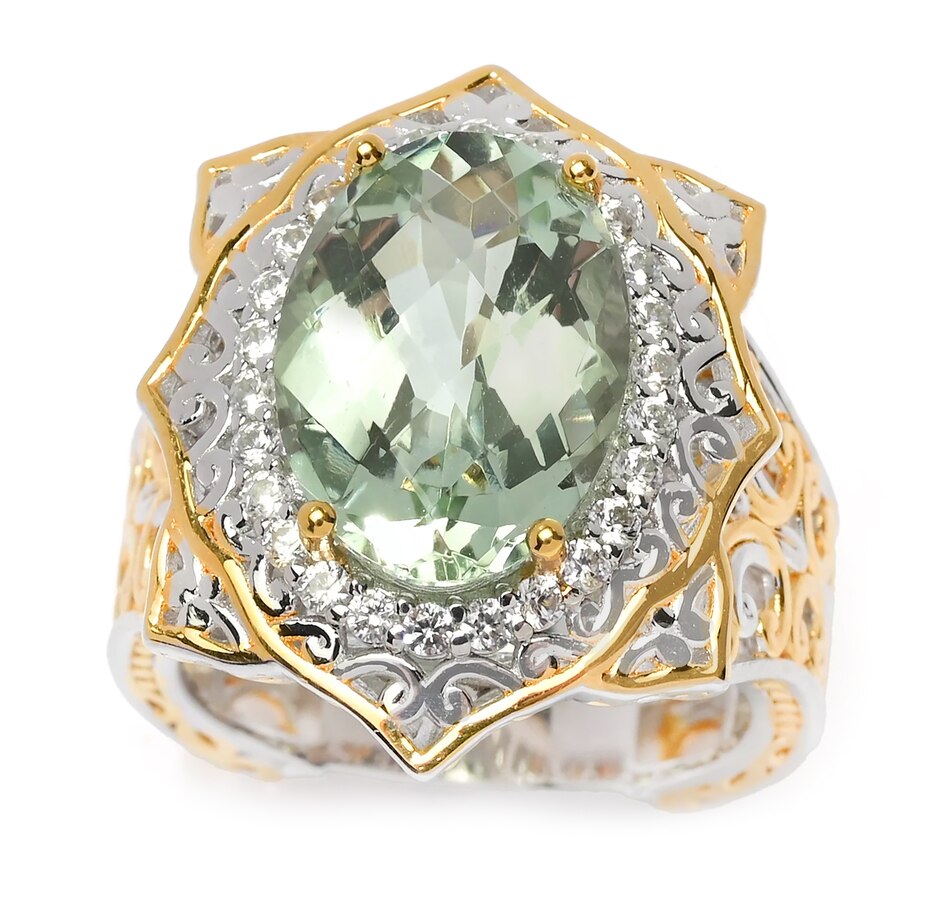 Image 744784.jpg, Product 744-784 / Price $289.99, Gems en Vogue Palladium Silver Prasiolite and White Zircon Ring from Gems En Vogue on TSC.ca's Jewellery department