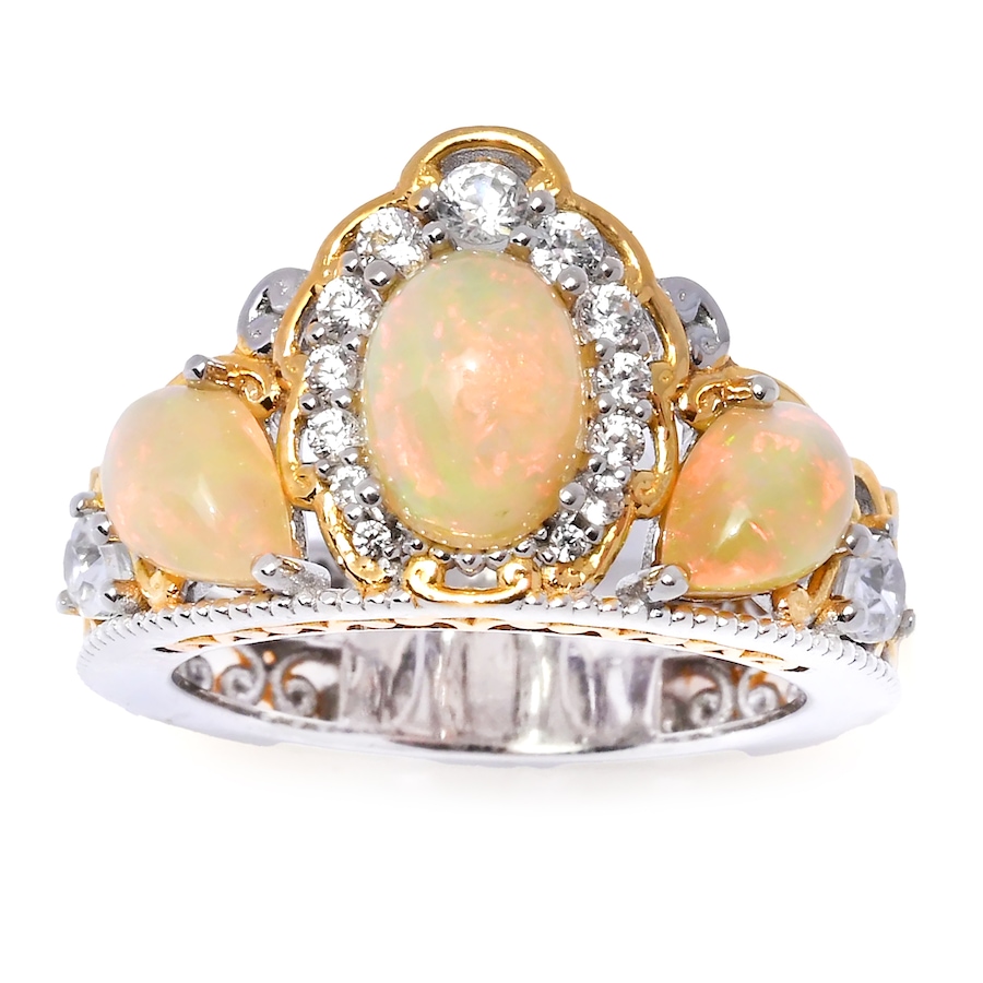 Image 744793.jpg, Product 744-793 / Price $249.99, Gems en Vogue Palladium Silver Ethiopian Opal and White Zircon Ring from Gems En Vogue on TSC.ca's Jewellery department