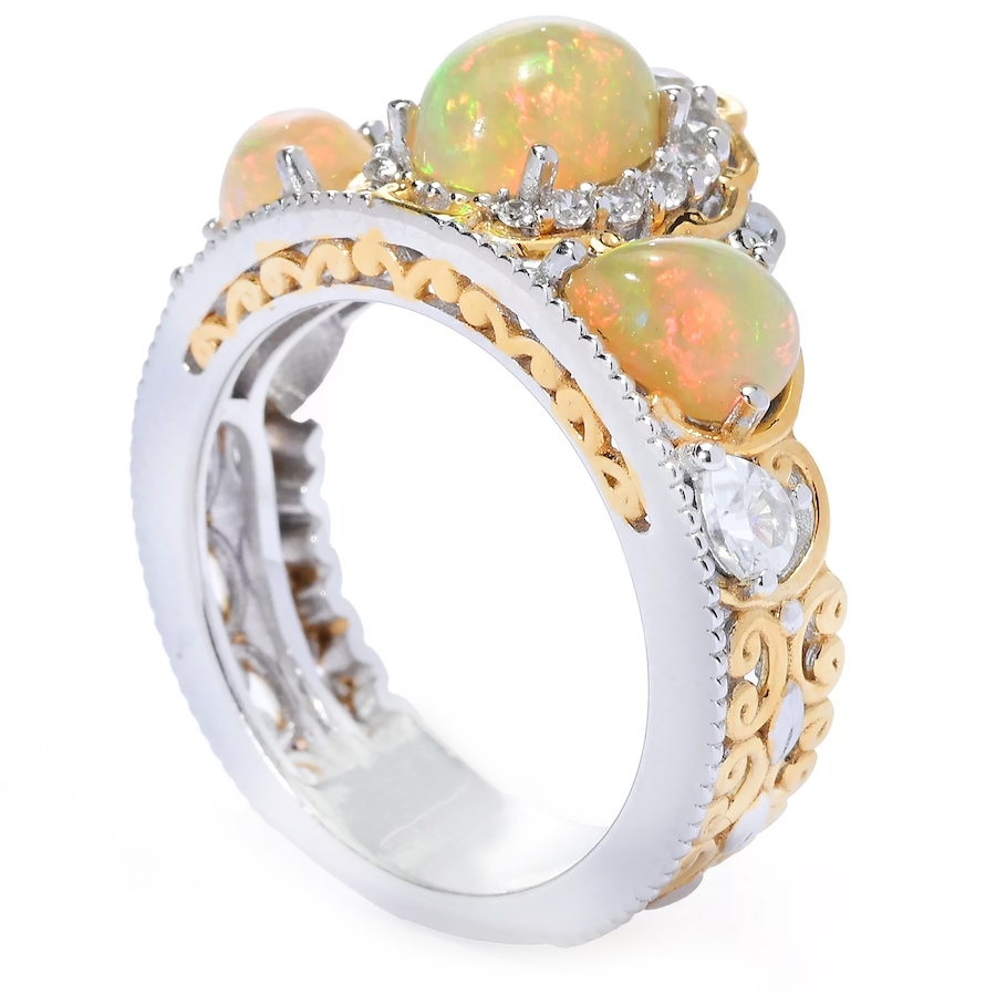 Image 744793_ALTMORE1.jpg, Product 744-793 / Price $249.99, Gems en Vogue Palladium Silver Ethiopian Opal and White Zircon Ring from Gems En Vogue on TSC.ca's Jewellery department