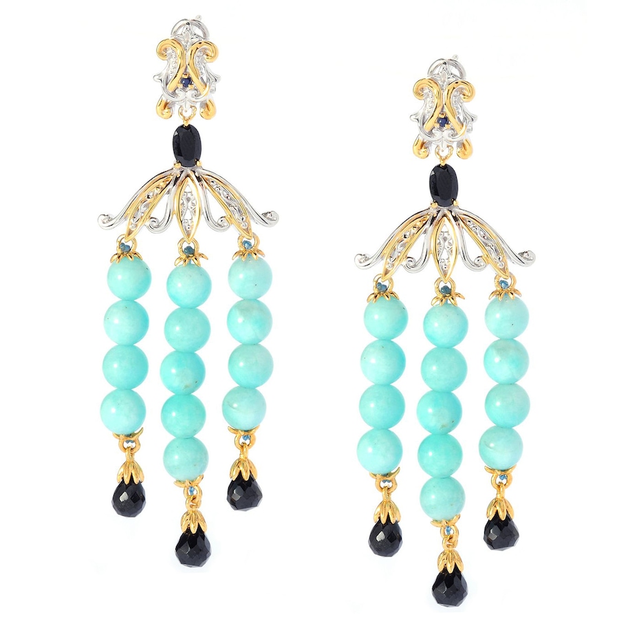 Image 744799.jpg, Product 744-799 / Price $239.99, Gems en Vogue Palladium Silver Amazonite and Black Spinel Earrings from Gems En Vogue on TSC.ca's Jewellery department