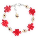 Gems en Vogue Palladium Silver Chinese Knot Red Quartz Bracelet