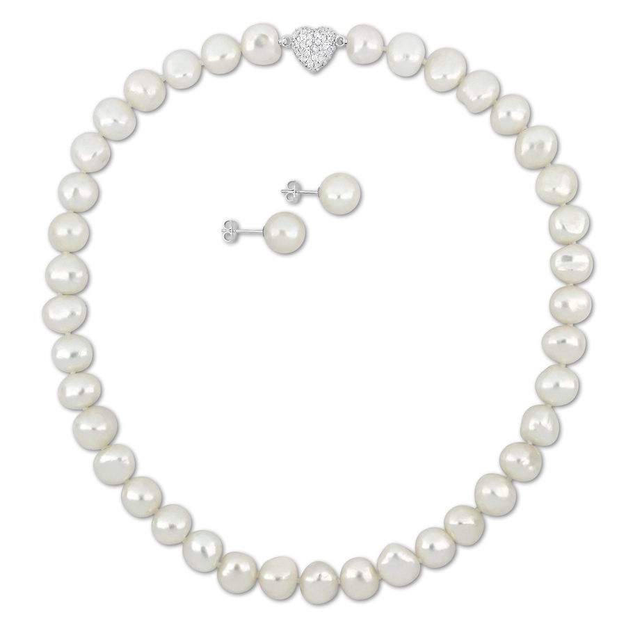 Image 744818_ALTMORE1.jpg, Product 744-818 / Price $189.99, Amour Pearls Sterling Silver Cultured Fresh Water Pearl Cubic Zirconia Heart Necklace & Earrings Set from Amour Pearls on TSC.ca's Jewellery department