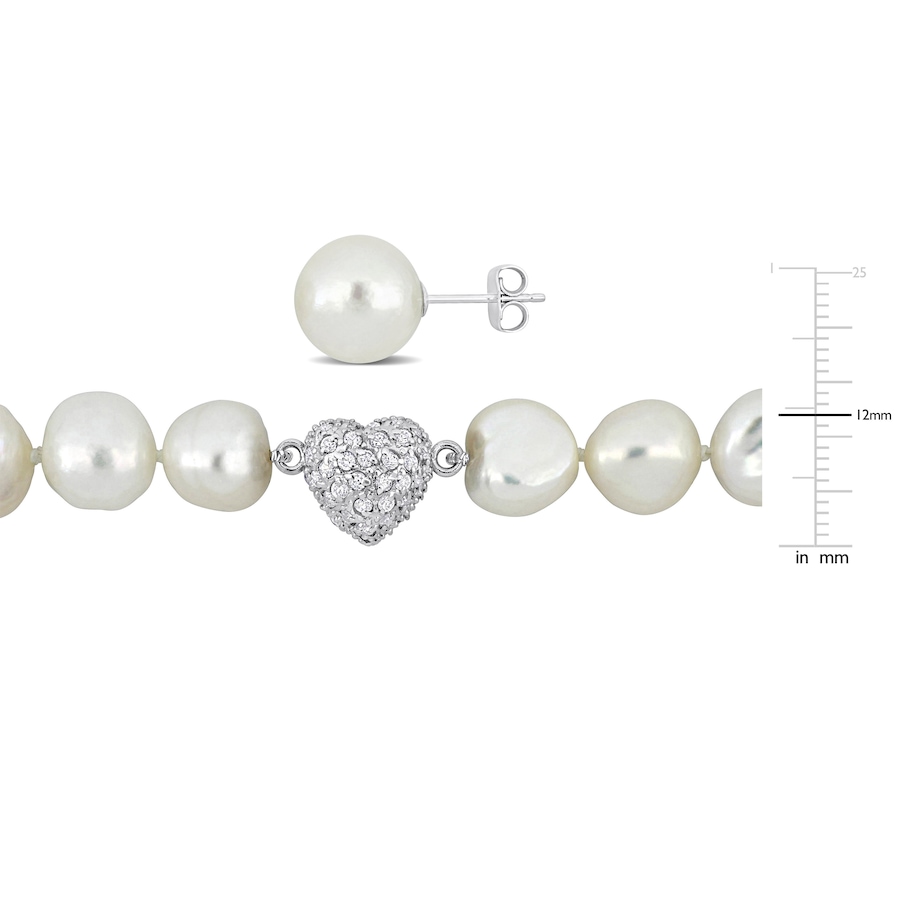 Image 744818_ALTMORE3.jpg, Product 744-818 / Price $189.99, Amour Pearls Sterling Silver Cultured Fresh Water Pearl Cubic Zirconia Heart Necklace & Earrings Set from Amour Pearls on TSC.ca's Jewellery department