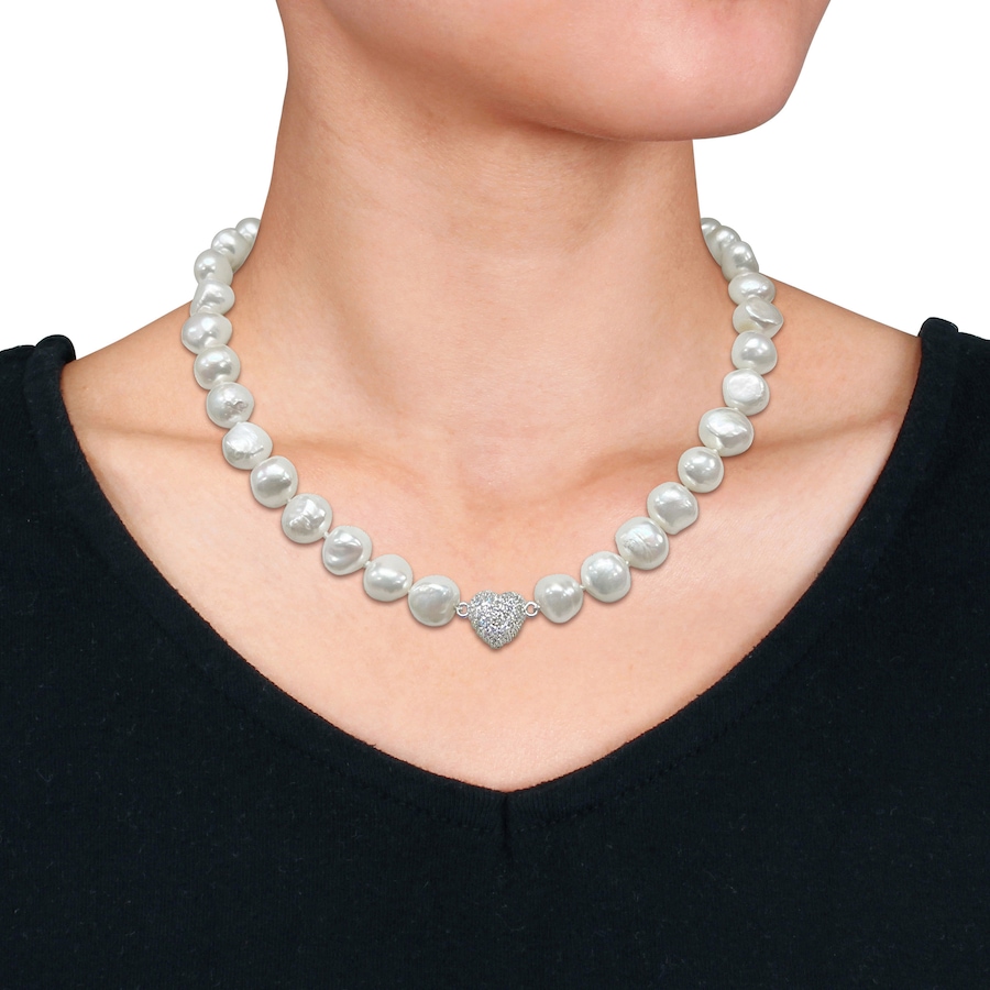 Image 744818_ALTMORE4.jpg, Product 744-818 / Price $189.99, Amour Pearls Sterling Silver Cultured Fresh Water Pearl Cubic Zirconia Heart Necklace & Earrings Set from Amour Pearls on TSC.ca's Jewellery department