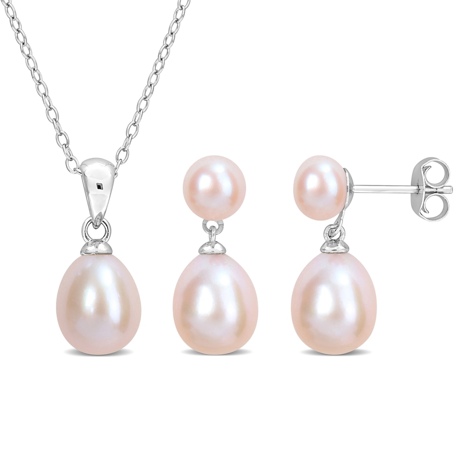 Image 744823.jpg, Product 744-823 / Price $69.99, Amour Pearls Sterling Silver Pink Cultured Freshwater Pendant With Chain & Drop Earrings Set from Amour Pearls on TSC.ca's Jewellery department