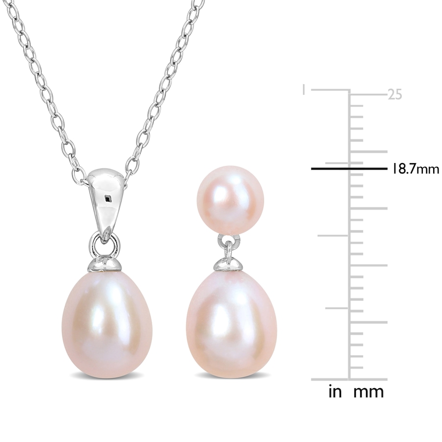 Image 744823_ALTMORE2.jpg, Product 744-823 / Price $69.99, Amour Pearls Sterling Silver Pink Cultured Freshwater Pendant With Chain & Drop Earrings Set from Amour Pearls on TSC.ca's Jewellery department