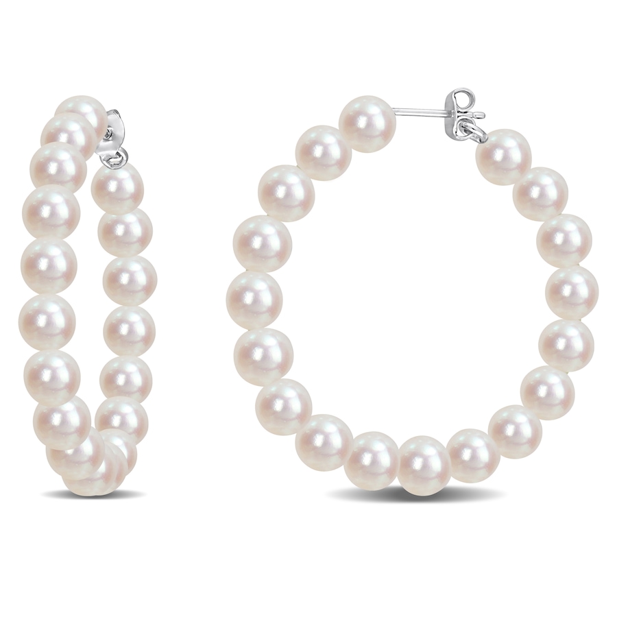 Image 744825.jpg, Product 744-825 / Price $159.99, Amour Pearls Sterling Silver Cultured Freshwater Pearl Hoop Earrings from Amour Pearls on TSC.ca's Jewellery department