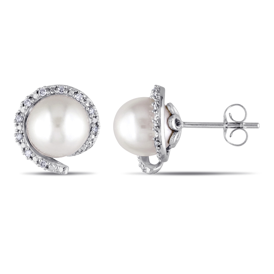 Image 744835.jpg, Product 744-835 / Price $799.99, Amour Pearls 10K White Gold 8-8.5mm Cultured Freshwater Pearl & Diamond Stud Earrings from Amour Pearls on TSC.ca's Jewellery department
