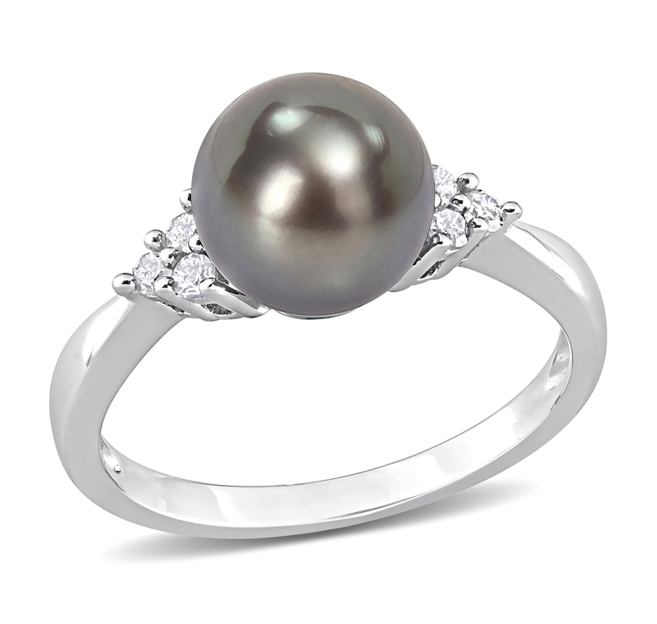 Image 744836.jpg, Product 744-836 / Price $269.99, Amour Pearls Sterling Silver 8-8.5mm Cultured Tahitian Black Pearl & Diamond Ring from Amour Pearls on TSC.ca's Jewellery department