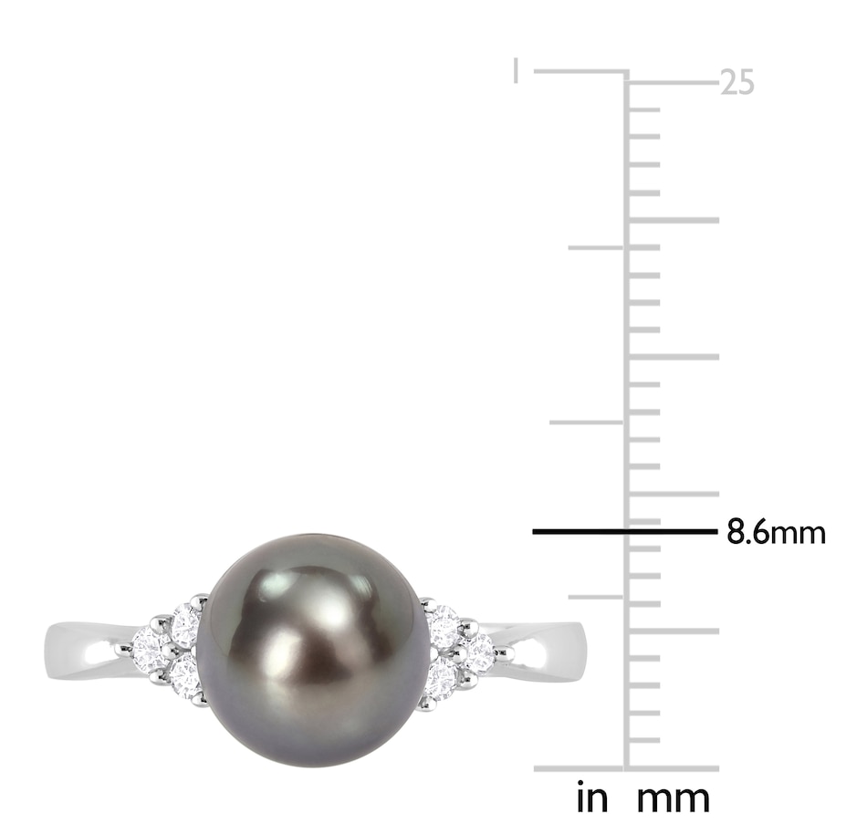 Image 744836_ALTMORE3.jpg, Product 744-836 / Price $269.99, Amour Pearls Sterling Silver 8-8.5mm Cultured Tahitian Black Pearl & Diamond Ring from Amour Pearls on TSC.ca's Jewellery department