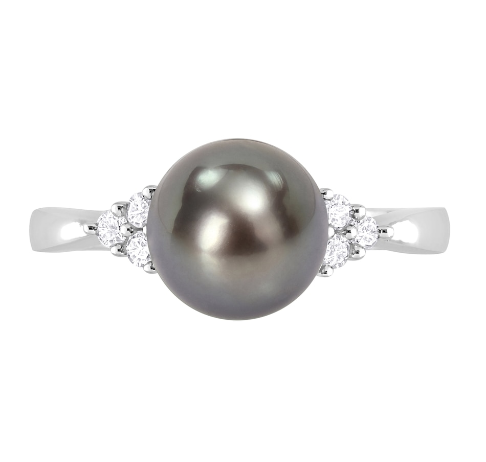 Image 744836_ALTMORE4.jpg, Product 744-836 / Price $269.99, Amour Pearls Sterling Silver 8-8.5mm Cultured Tahitian Black Pearl & Diamond Ring from Amour Pearls on TSC.ca's Jewellery department