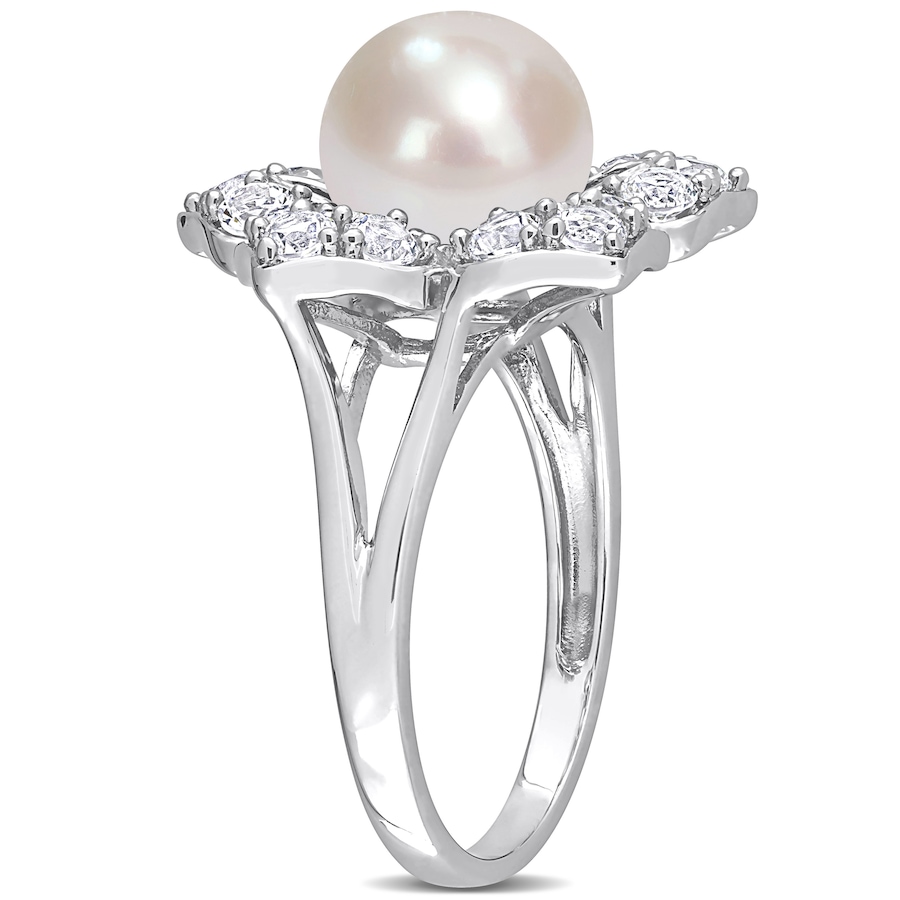 Image 744837_ALTMORE1.jpg, Product 744-837 / Price $179.99, Amour Pearls Sterling Silver 8.5-9mm Cultured Freshwater Pearl & Created Sapphire Ring from Amour Pearls on TSC.ca's Jewellery department