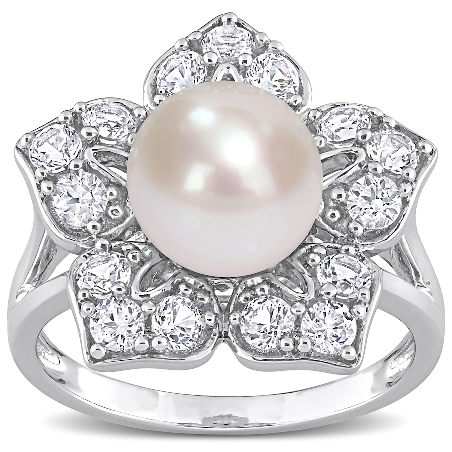 Image 744837_ALTMORE3.jpg, Product 744-837 / Price $179.99, Amour Pearls Sterling Silver 8.5-9mm Cultured Freshwater Pearl & Created Sapphire Ring from Amour Pearls on TSC.ca's Jewellery department