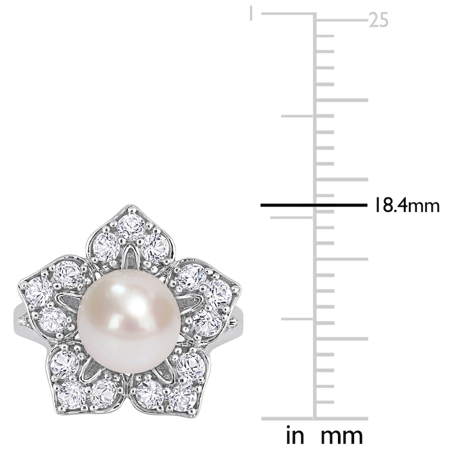 Image 744837_ALTMORE4.jpg, Product 744-837 / Price $179.99, Amour Pearls Sterling Silver 8.5-9mm Cultured Freshwater Pearl & Created Sapphire Ring from Amour Pearls on TSC.ca's Jewellery department