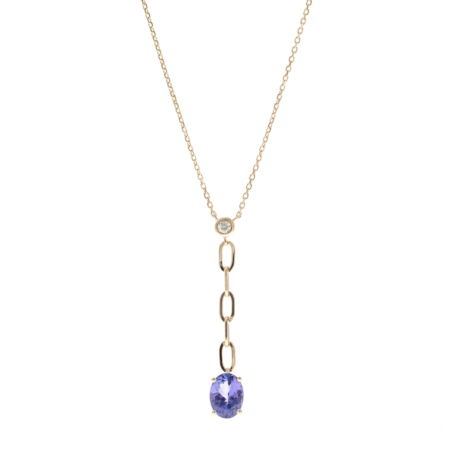 Image 744951.jpg, Product 744-951 / Price $1,399.99, 14K Yellow Gold Tanzanite and Diamond Lariat Pendant Necklace from The Vault on TSC.ca's Jewellery department