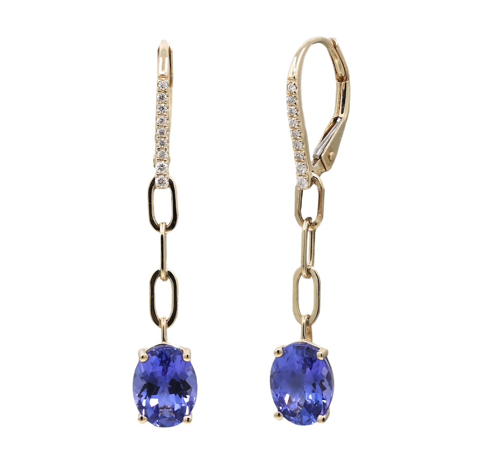 Image 744952.jpg, Product 744-952 / Price $1,599.99, 14K Yellow Gold Tanzanite and Diamond Drop Earrings from The Vault on TSC.ca's Jewellery department