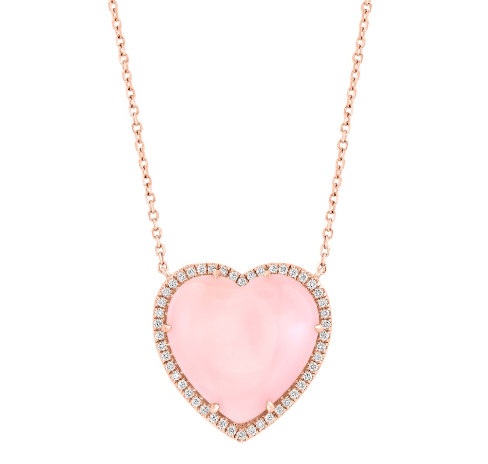 Image 745011.jpg, Product 745-011 / Price $1,599.99, EFFY 14K Rose Gold Pink Opal & Diamond Heart Pendant Necklace from Effy Jewellery on TSC.ca's Jewellery department