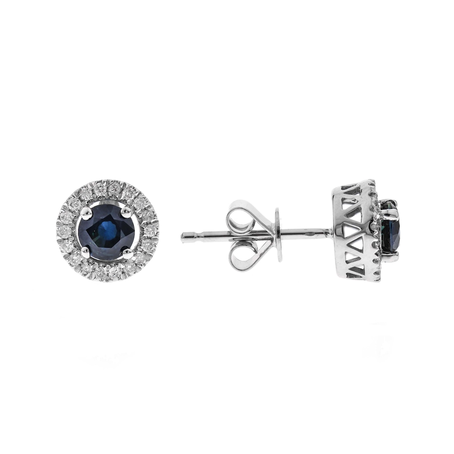 Image 745039.jpg, Product 745-039 / Price $899.99, 10K White Gold Blue Sapphire and Diamond Cat's Eye Stud Earrings from The Vault on TSC.ca's Jewellery department