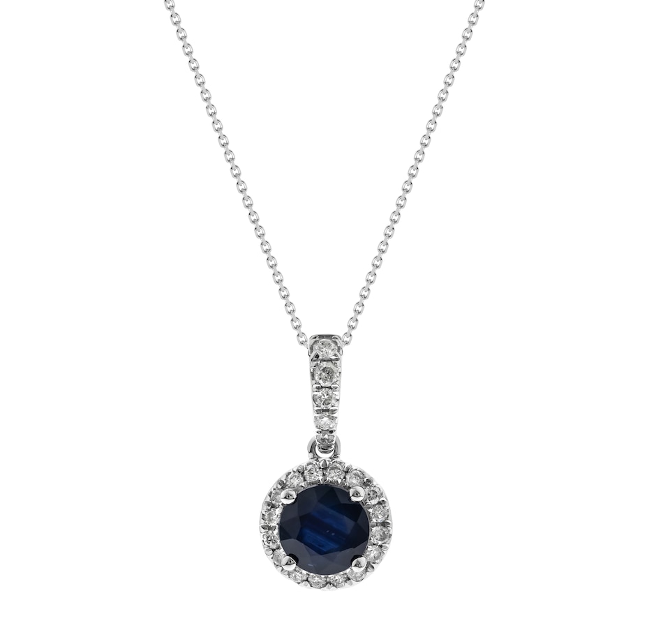 Image 745041.jpg, Product 745-041 / Price $799.99, 10K White Gold Blue Sapphire and Diamond Pendant with Chain from The Vault on TSC.ca's Jewellery department