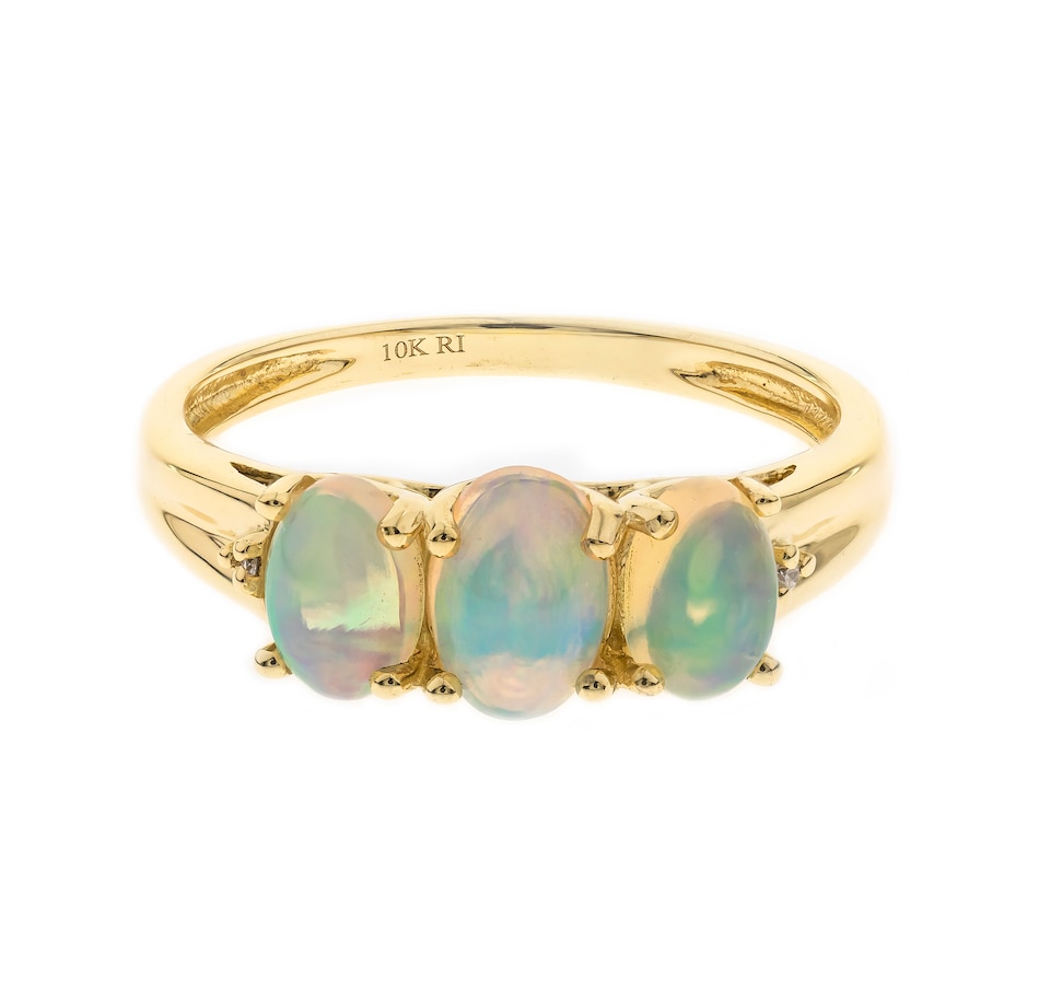 Image 745120.jpg, Product 745-120 / Price $449.99, Gem Creations 10K Yellow Gold Ethiopian Opal Diamond Ring from Gem Creations on TSC.ca's Jewellery department