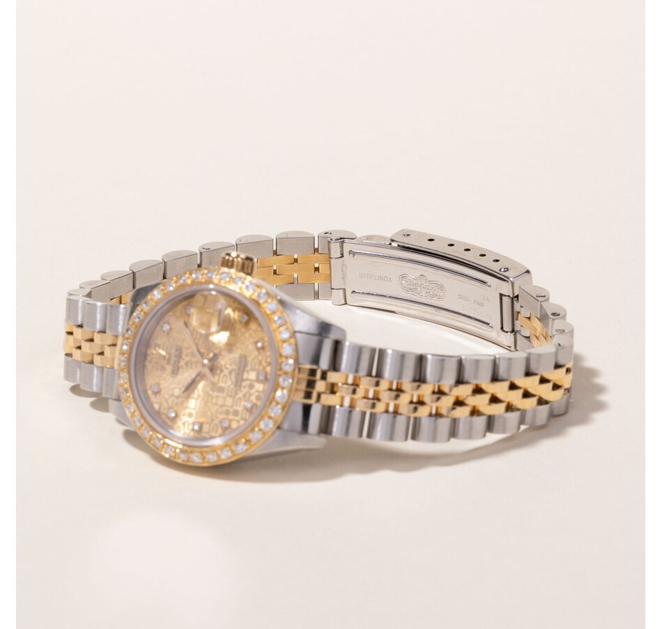 Image 745163_ALTMORE3.jpg, Product 745-163 / Price $7,495.00, Estate Originals Stainless Steel and 18K Yellow Gold Rolex Oyster Perpetual Datejust Swiss-Made Watch with Diamond Bezel from Estate Originals on TSC.ca's Jewellery department