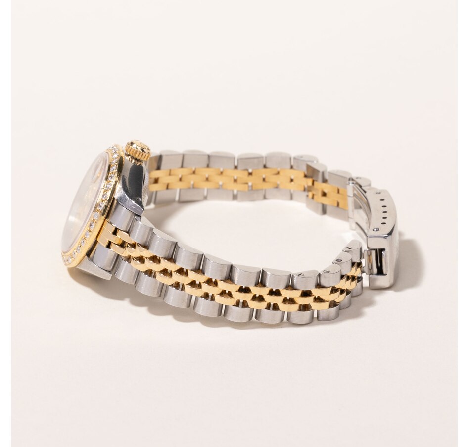 Image 745163_ALTMORE4.jpg, Product 745-163 / Price $7,495.00, Estate Originals Stainless Steel and 18K Yellow Gold Rolex Oyster Perpetual Datejust Swiss-Made Watch with Diamond Bezel from Estate Originals on TSC.ca's Jewellery department