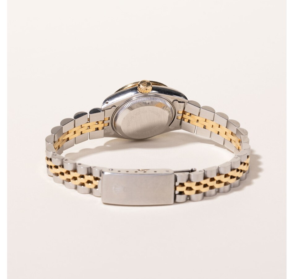 Image 745163_ALTMORE5.jpg, Product 745-163 / Price $7,495.00, Estate Originals Stainless Steel and 18K Yellow Gold Rolex Oyster Perpetual Datejust Swiss-Made Watch with Diamond Bezel from Estate Originals on TSC.ca's Jewellery department