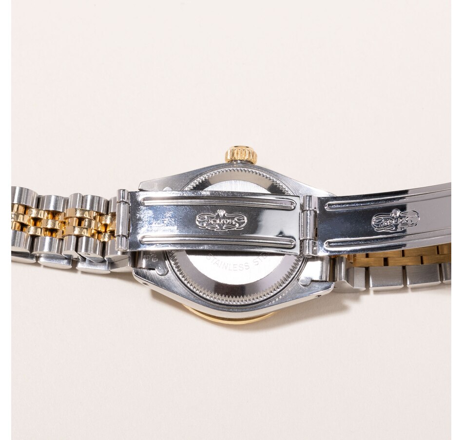 Image 745163_ALTMORE7.jpg, Product 745-163 / Price $7,495.00, Estate Originals Stainless Steel and 18K Yellow Gold Rolex Oyster Perpetual Datejust Swiss-Made Watch with Diamond Bezel from Estate Originals on TSC.ca's Jewellery department