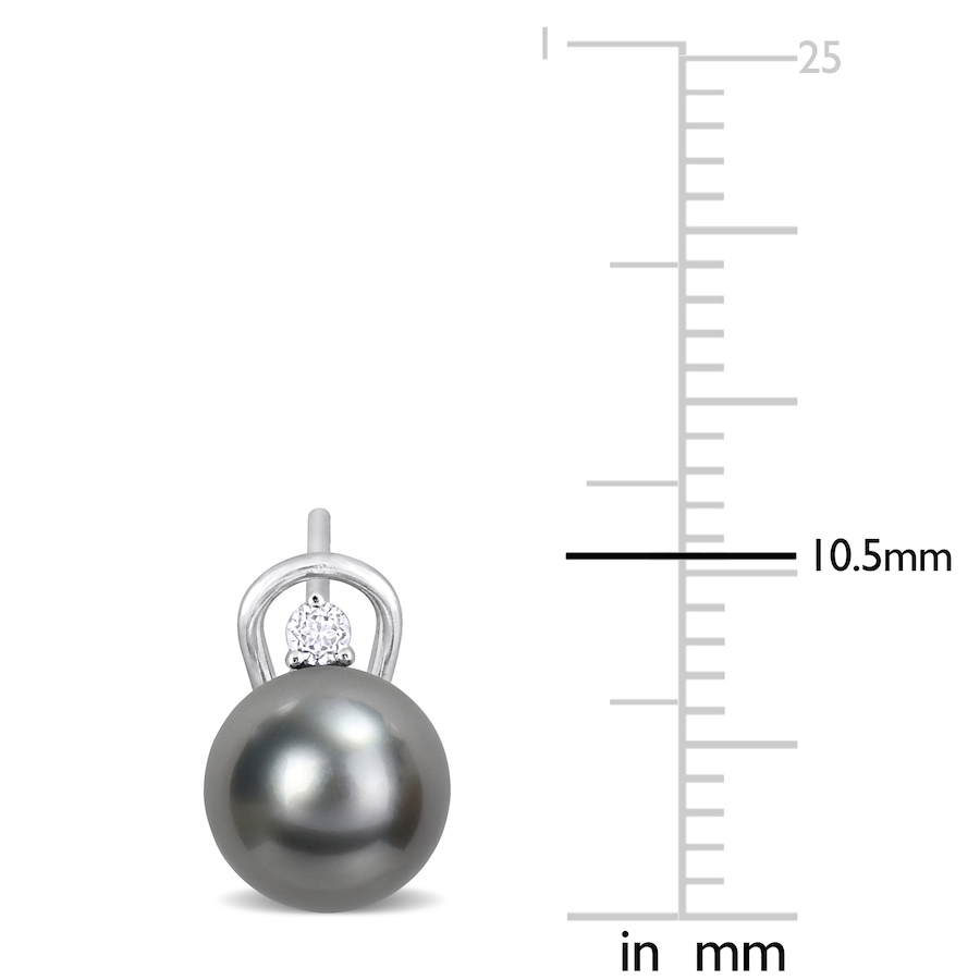 Image 745184_ALTMORE1.jpg, Product 745-184 / Price $159.99, Amour Pearls Sterling Silver Black Cultured Tahitian Pearl & White Topaz Omega Earrings from Amour Pearls on TSC.ca's Jewellery department