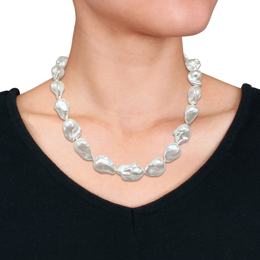 Image 745199_ALTMORE3.jpg, Product 745-199 / Price $1,199.99, Amour Pearls Cultured Freshwater Keshi Pearl Necklace with 14K Yellow Gold Corrugated Ball Clasp from Amour Pearls on TSC.ca's Jewellery department