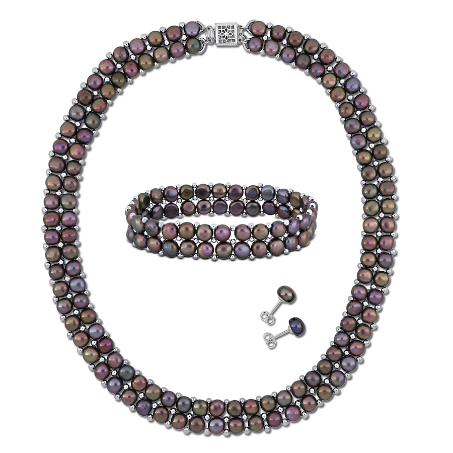 Image 745202_BLK.jpg, Product 745-202 / Price $279.99, Amour Pearls Sterling Silver Cultured Freshwater Pearl Necklace, Bracelet & Earrings Set from Amour Pearls on TSC.ca's Jewellery department
