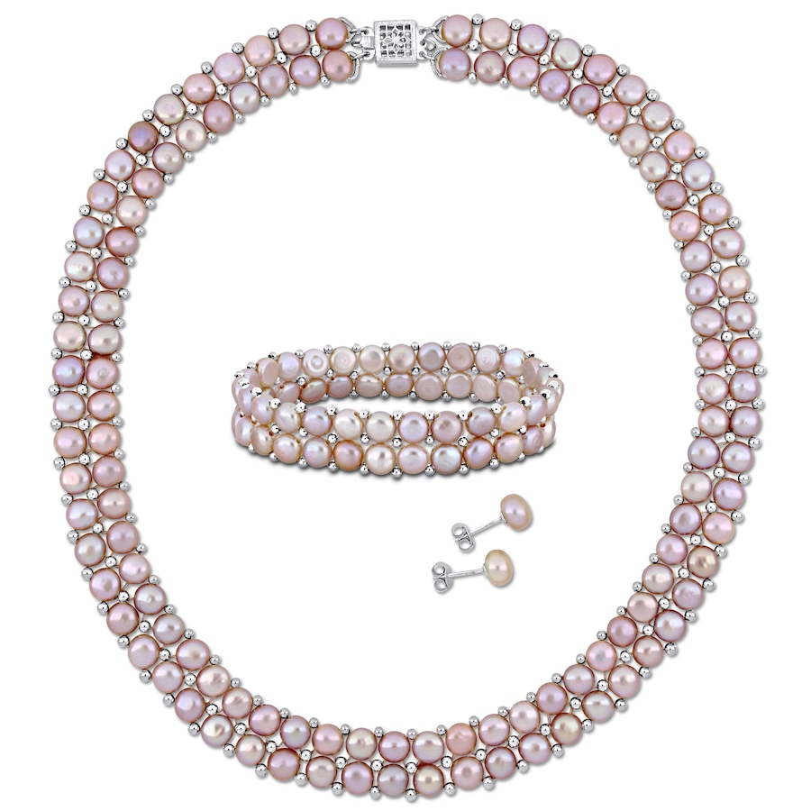 Image 745202_PNK.jpg, Product 745-202 / Price $279.99, Amour Pearls Sterling Silver Cultured Freshwater Pearl Necklace, Bracelet & Earrings Set from Amour Pearls on TSC.ca's Jewellery department