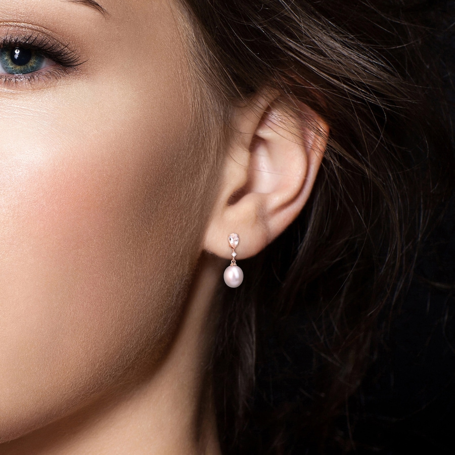 Image 745207_ALTMORE3.jpg, Product 745-207 / Price $579.99, Amour Pearls 10K Rose Gold Cultured Freshwater Pearl, Morganite & Diamond Accent Earrings from Amour Pearls on TSC.ca's Jewellery department