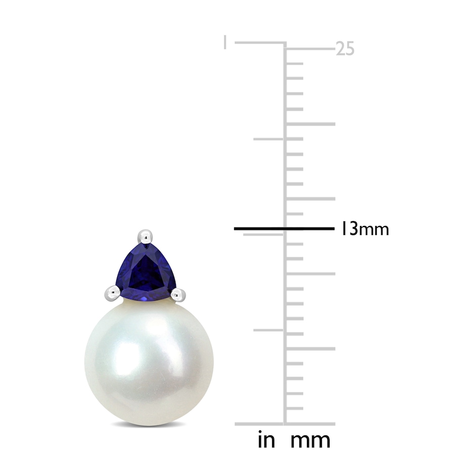 Image 745209_ALTMORE1.jpg, Product 745-209 / Price $349.99, Amour Pearls 10K White Gold Cultured Freshwater Pearl & Create Blue Sapphire Earrings from Amour Pearls on TSC.ca's Jewellery department
